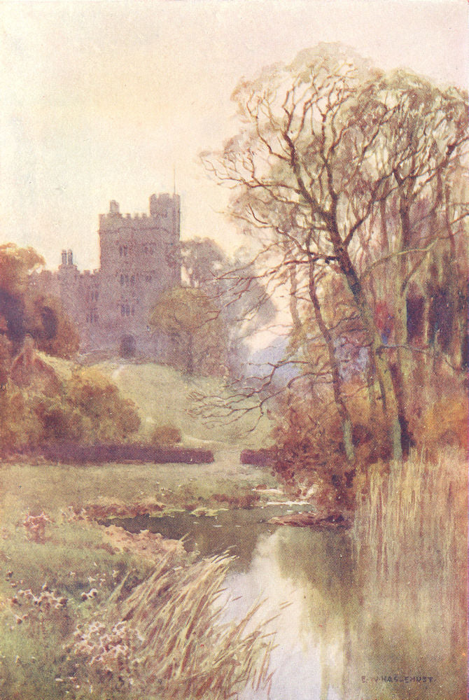 Haddon Hall, the Peak District. Derbyshire. By Ernest Haslehust 1920 old print